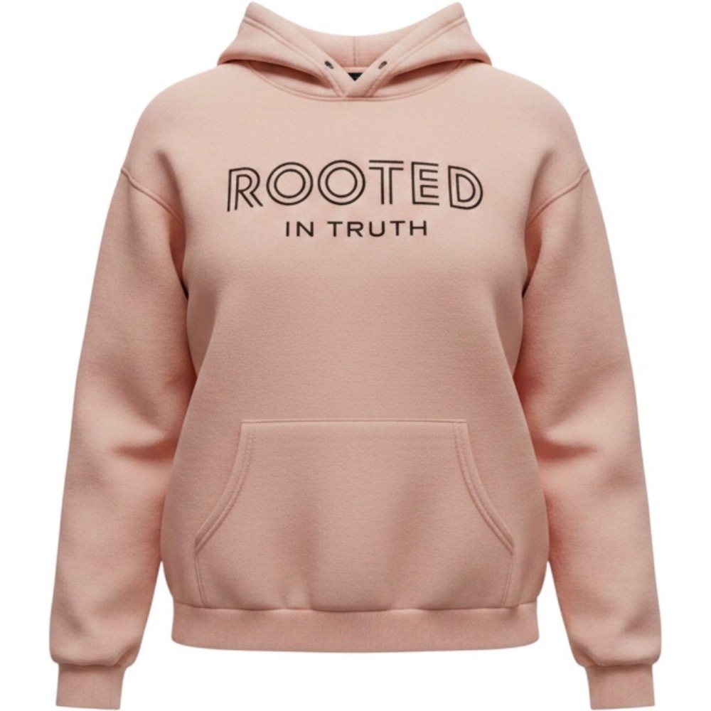 Bella + Canvas Hoodie Unisex Large Peach Rooted In Truth Graphic Fleece